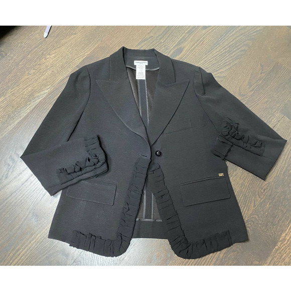 Sonia Rykiel Paris Stylish‎ Unique Ruffle Jacket Blazer~ T42 - Picture 2 of 5